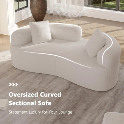 66.93 Inch Curved Loveseat Sofa with High - Density Foam Cushion, Full Compression Modular 2-Seater Couch, No Assembly