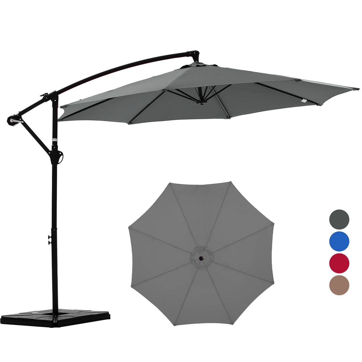 JHK Outdoor Offset Cantilever Patio Umbrella With Base And Tilt