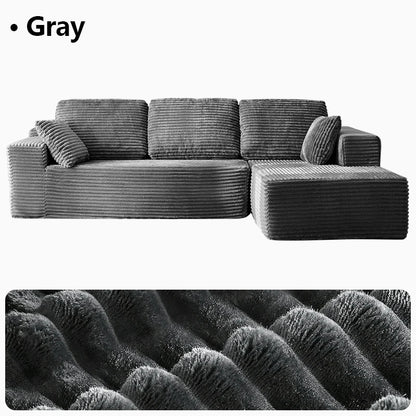95.7"Oversized L Shaped Couch With Chaise, Minimalist Compressed Boneless Couch No Assembly Required, Modular Cloud Sectional Sofa Fo