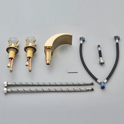 Quyanre LED Widespread Bathroom Faucet Waterfall Lavatory Mixer