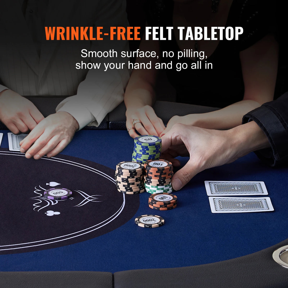 SucceBuy Foldable Poker Table with Padded Rails and Cup Holders