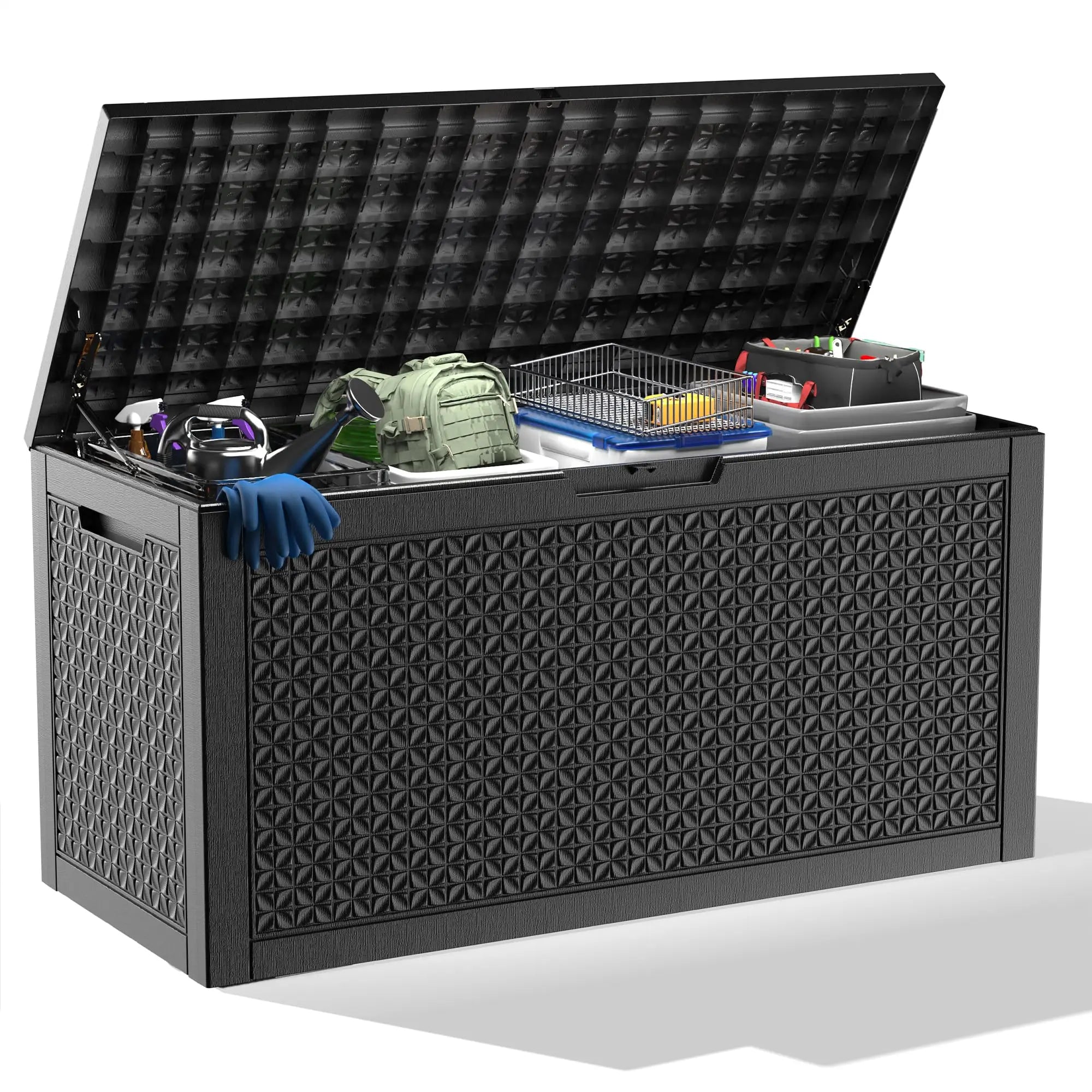 PatioZen 320 Gallon Large Resin Deck Box, Lockable Outdoor Storage Box for Patio Cushions Storage Furniture,Garden Tools
