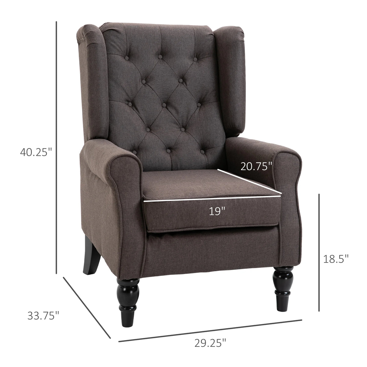 HOMCOM Button Tufted Wingback Accent Chair With Rounded Arms