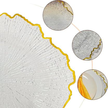 25Pcs Flower Shape Food Plate, 12.6 inch Table Charger Plate, Dinner Charger Plates for Home Kitchen Wedding Party (Gold)