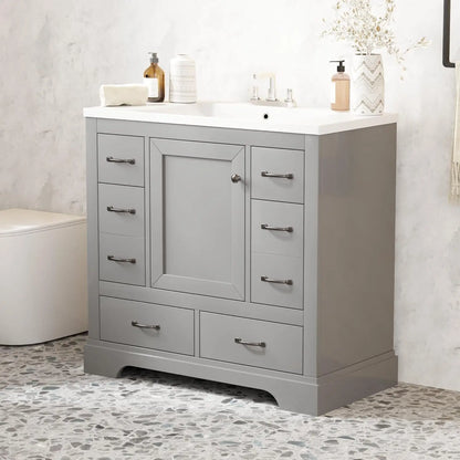 36in Bathroom Vanity Cabinet with Sink,6 Drawers Adjustable Shelf Soft-Close Door,Home Hotel,Customized