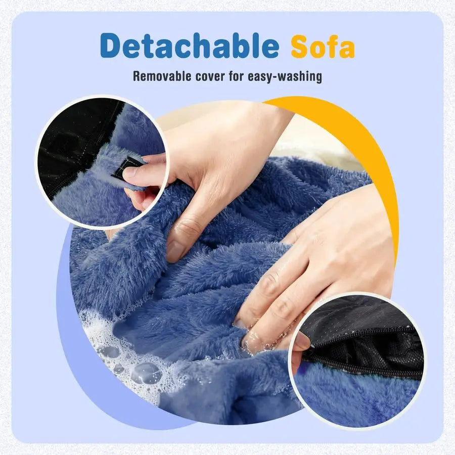 Bean Bag Chair for Kids, Toddler Reading Comfy Sofa with Washable Soft Faux Rabbit Plush Cover, Kids Eggplant Bean Bag Chair fo