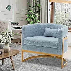 Upholstered Velvet Accent Chair Barrel Chairs Modern Living Room Armchair, Mid Century Lounge Chairs Sofa Tub Bucket Club Chair