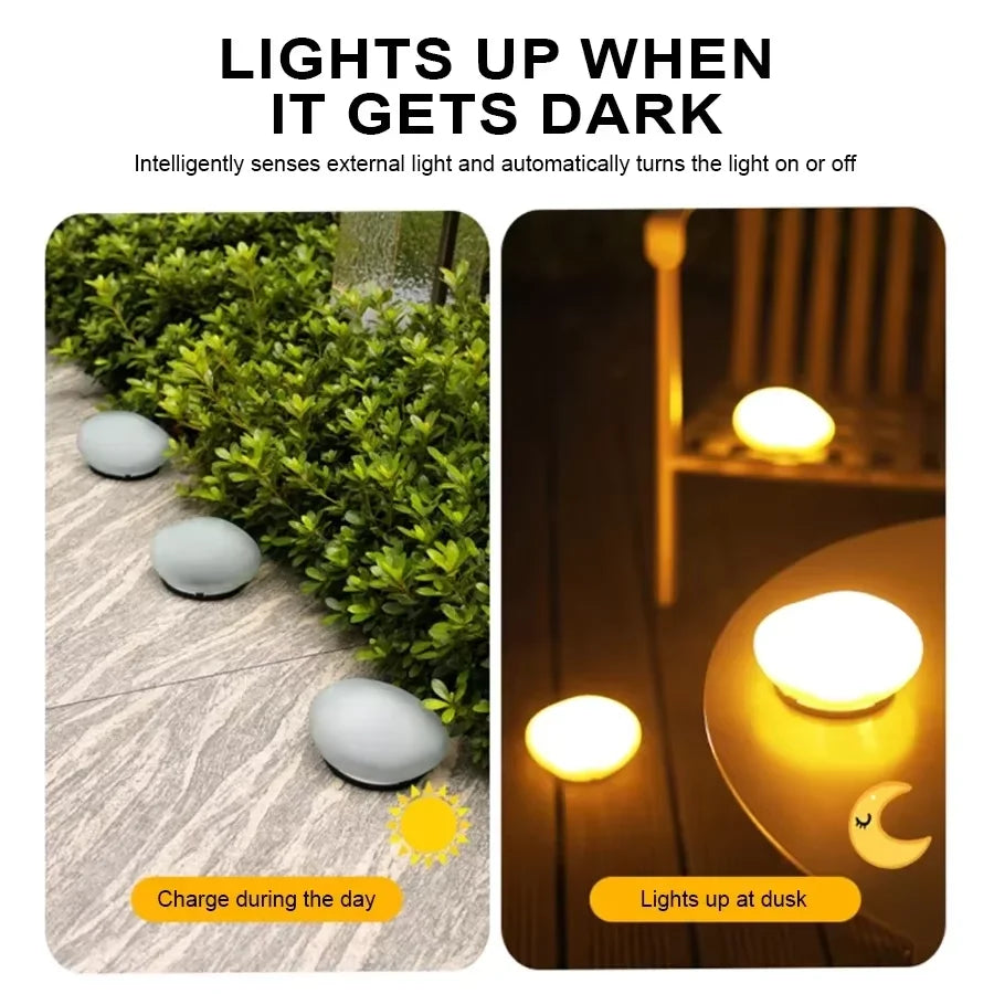 4PCS Solar Stone Lights Outdoor Waterproof Solar Powered Rock Light Outdoor Landscaping Spotlights Solar Garden Yard Decor Lamp