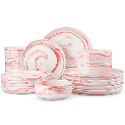 MALACASA Ceramic Porcelain Dinnerware Set With Plates And Bowls