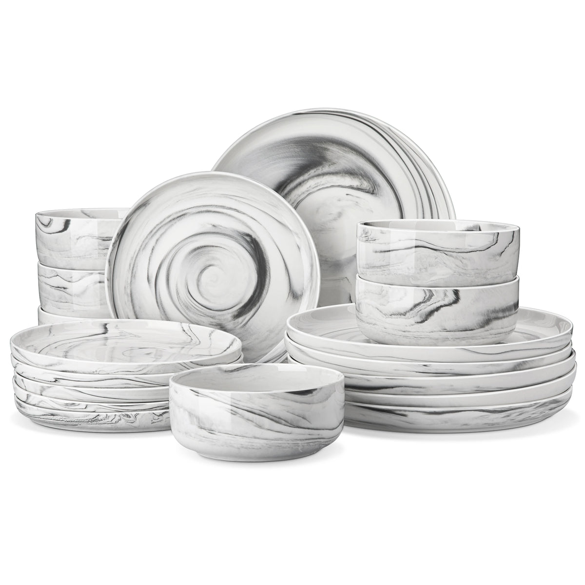 MALACASA Ceramic Porcelain Dinnerware Set With Plates And Bowls
