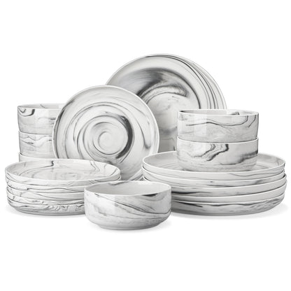 MALACASA Ceramic Porcelain Dinnerware Set With Plates And Bowls
