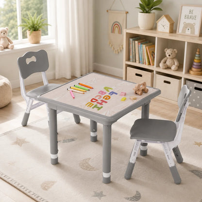 Adjustable Kids Table Set With Two Chairs For Montessori Art Learning