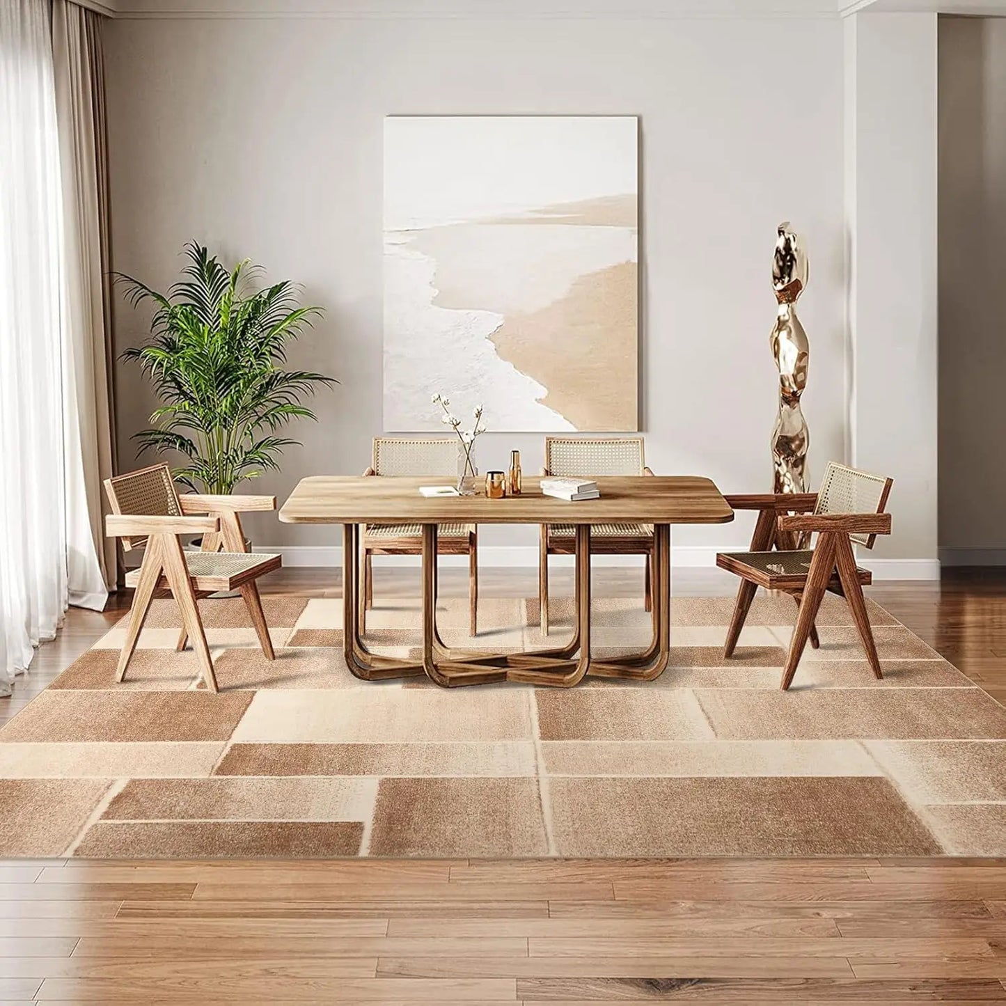 Washable Area Rugs for Living Room Modern Geometric Rug Indoor Floor Cover Accent Carpet for Bedroom Entryway