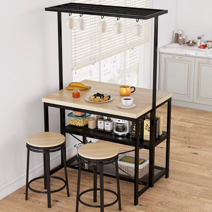 Kitchen Island Bakers Rack Microwave Oven Stand with 3 Tier Storage, Coffee Bar Table, Storage Shelf for Dining Room