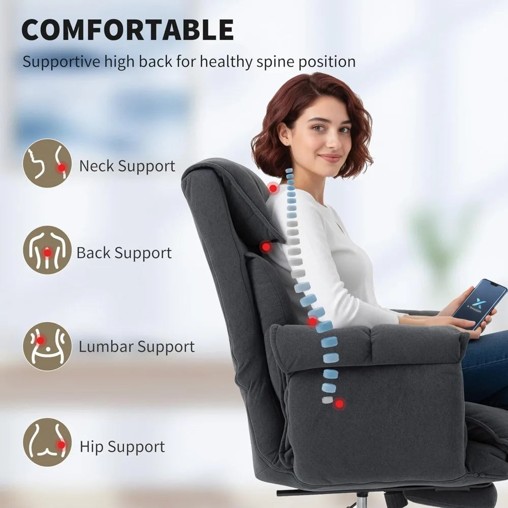 Executive Office Chair Comfy with Foot Rest, Reclining Swivel Computer Desk Chair with High Back, Thick Cushion,, Customized