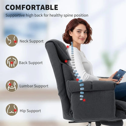 Executive Office Chair Comfy with Foot Rest, Reclining Swivel Computer Desk Chair with High Back, Thick Cushion,, Customized