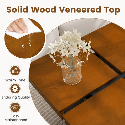 HOMASIS Square Coffee Table With Solid Wood Veneered Split Top