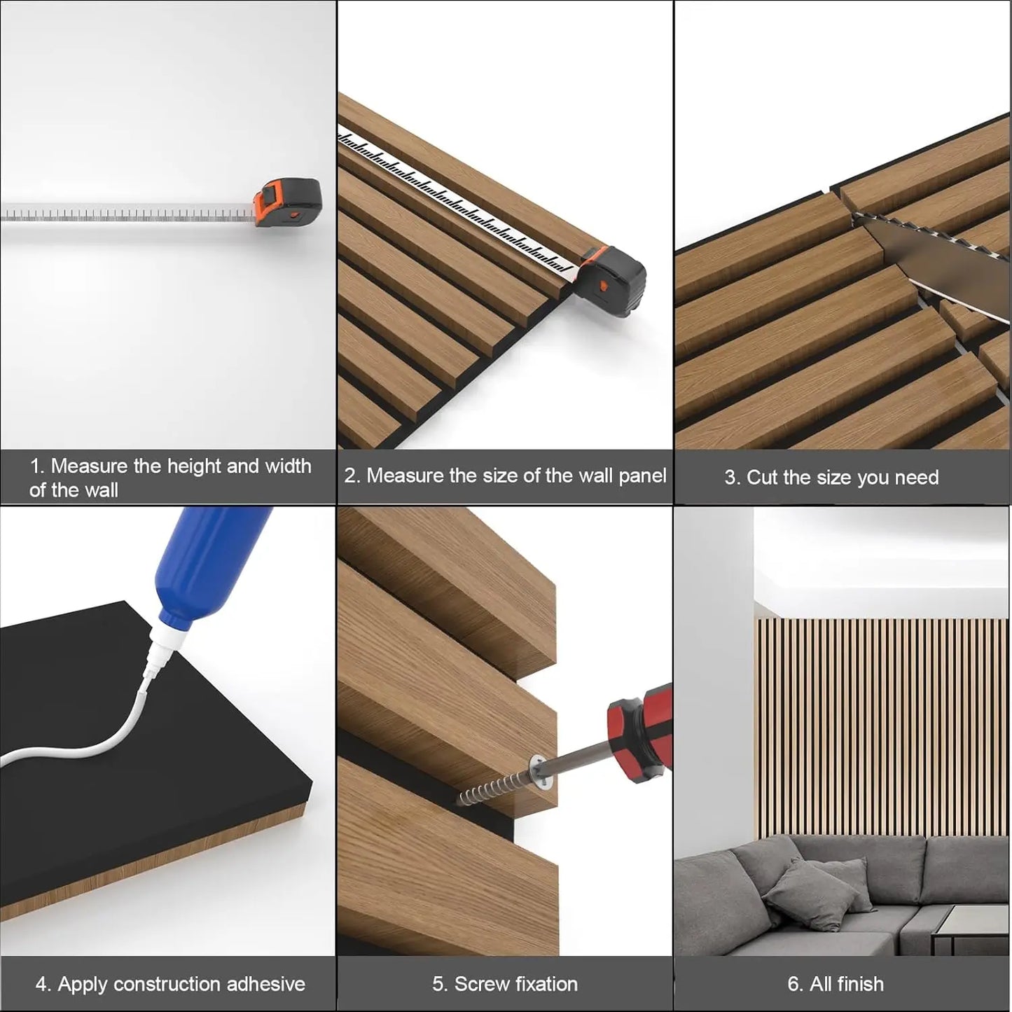 XMSJ Wood Slat Acoustic Panels 4 Pack Wall Ceiling