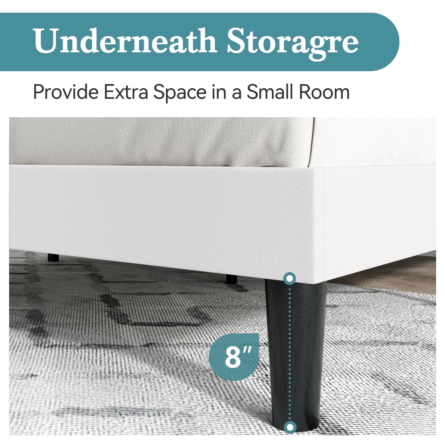 HOOMIC Velvet Upholstered Bed Frame With Wingback Headboard And Slats