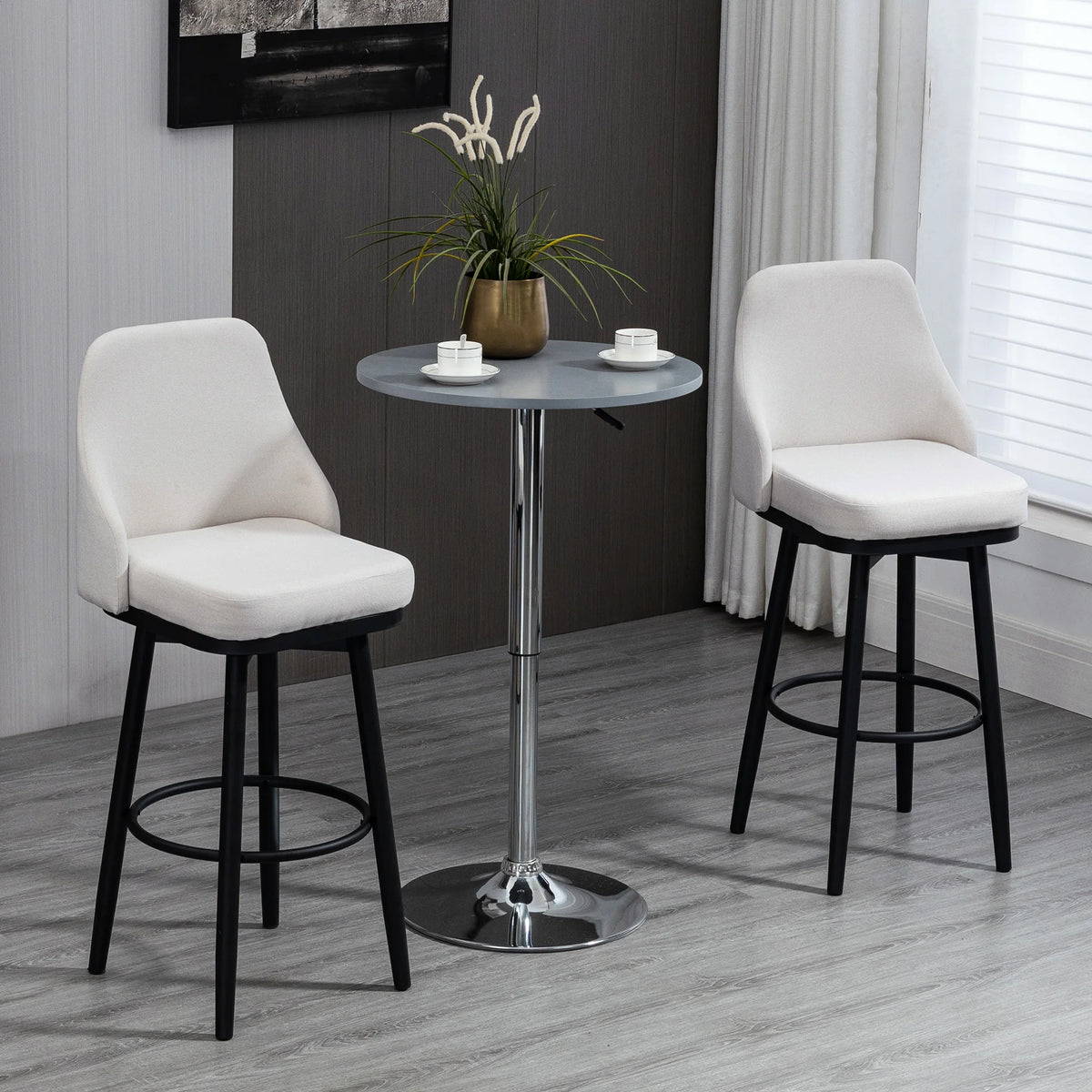 HOMCOM Modern Swivel Barstools With Steel Legs for Kitchen Furniture
