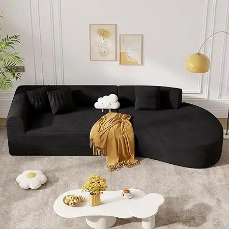 126" Oversized Modular Sectional Sofa, Modern Cloud Curved Couch with Deep Seat, Upholstered Corduroy Couches for Living Room, N