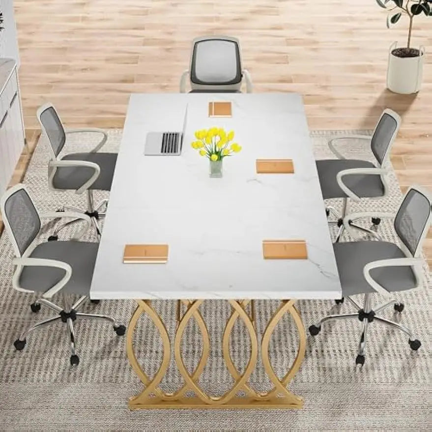 Executive Desk,Large Computer Desk, Modern Office Desk Conference Table Meeting Room Table, Business Furniture for Home Office