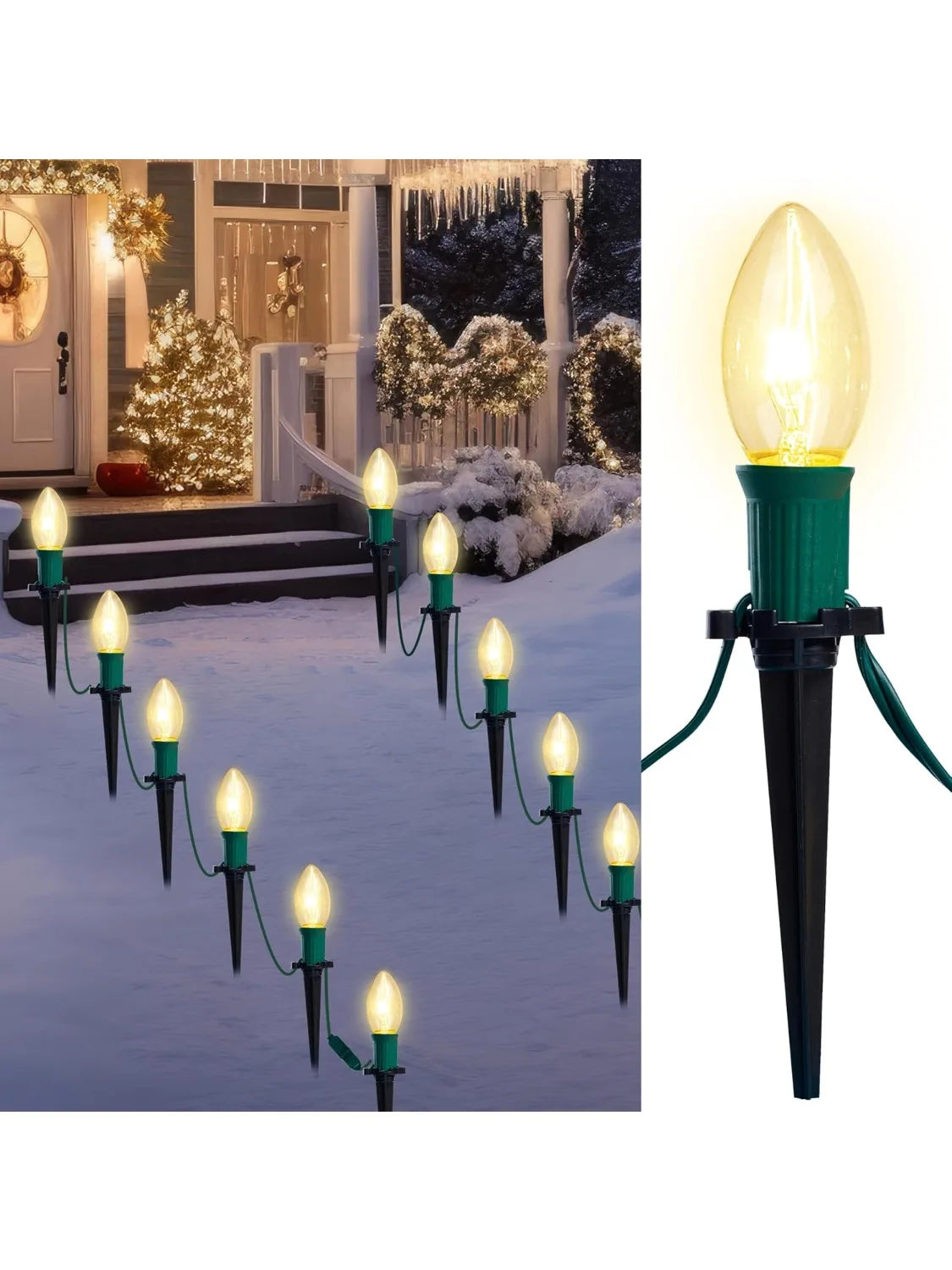 Joyfy C9 Christmas Pathway Lights Outdoor Waterproof String Lights For Holiday Decor