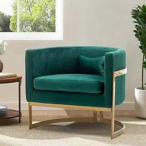 Upholstered Velvet Accent Chair Barrel Chairs Modern Living Room Armchair, Mid Century Lounge Chairs Sofa Tub Bucket Club Chair