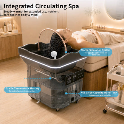 Head Spa Shampoo Basin With Heated Water Cycle Massage Bed