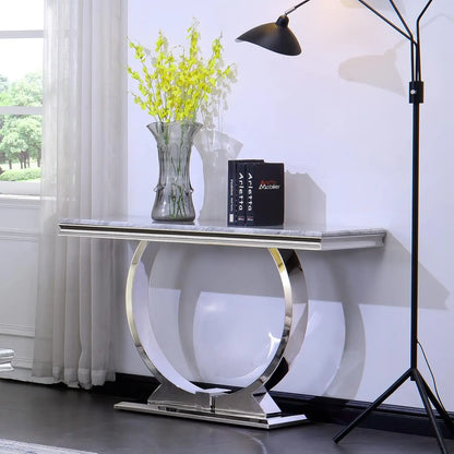 Modern Console Table for Entryway, Mirrored Sofa Table with U-Base, Silver Narrow Console Table, Rectangular, Customized