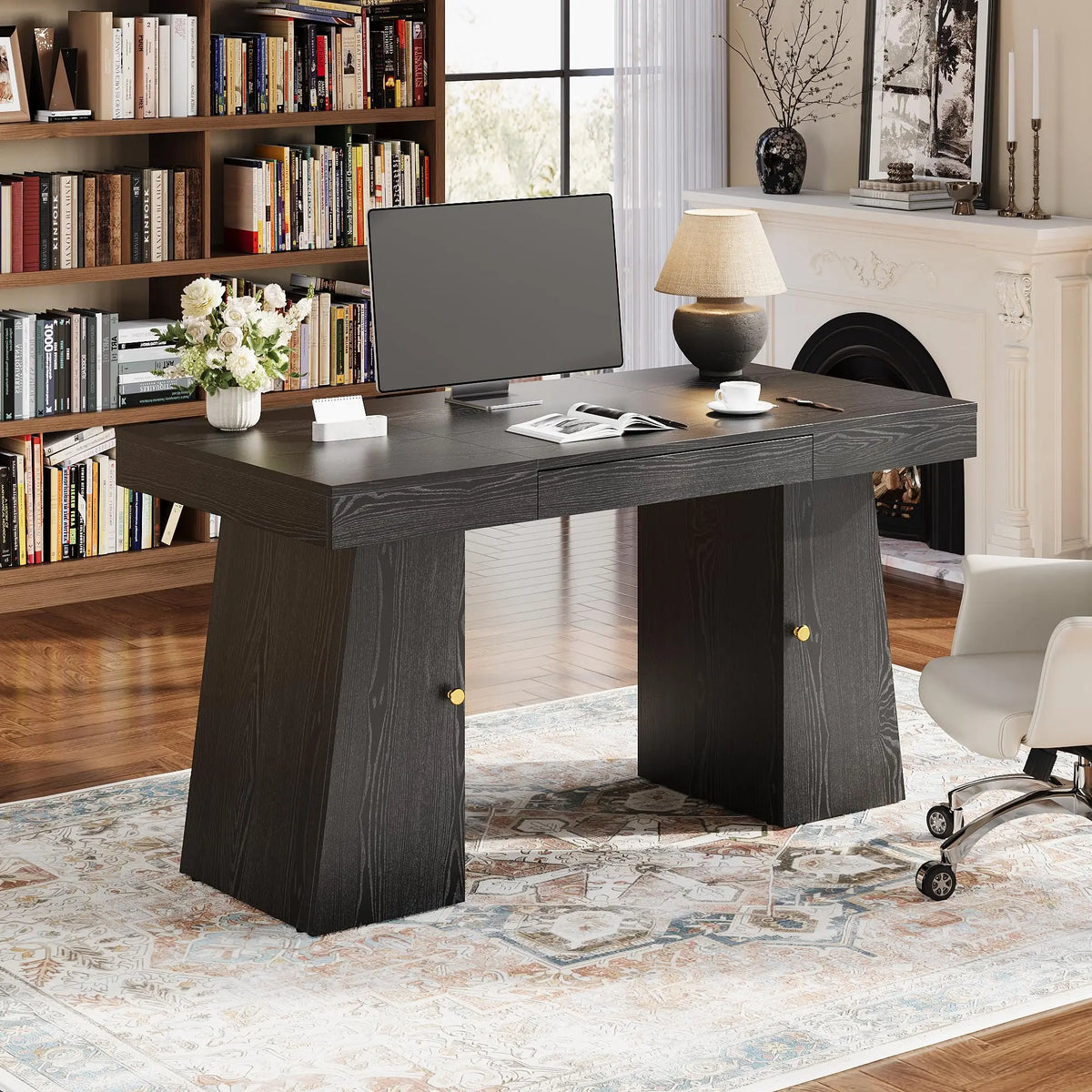 HiMISS Gaming Computer Desk With Drawer Cabinet And Storage Shelves