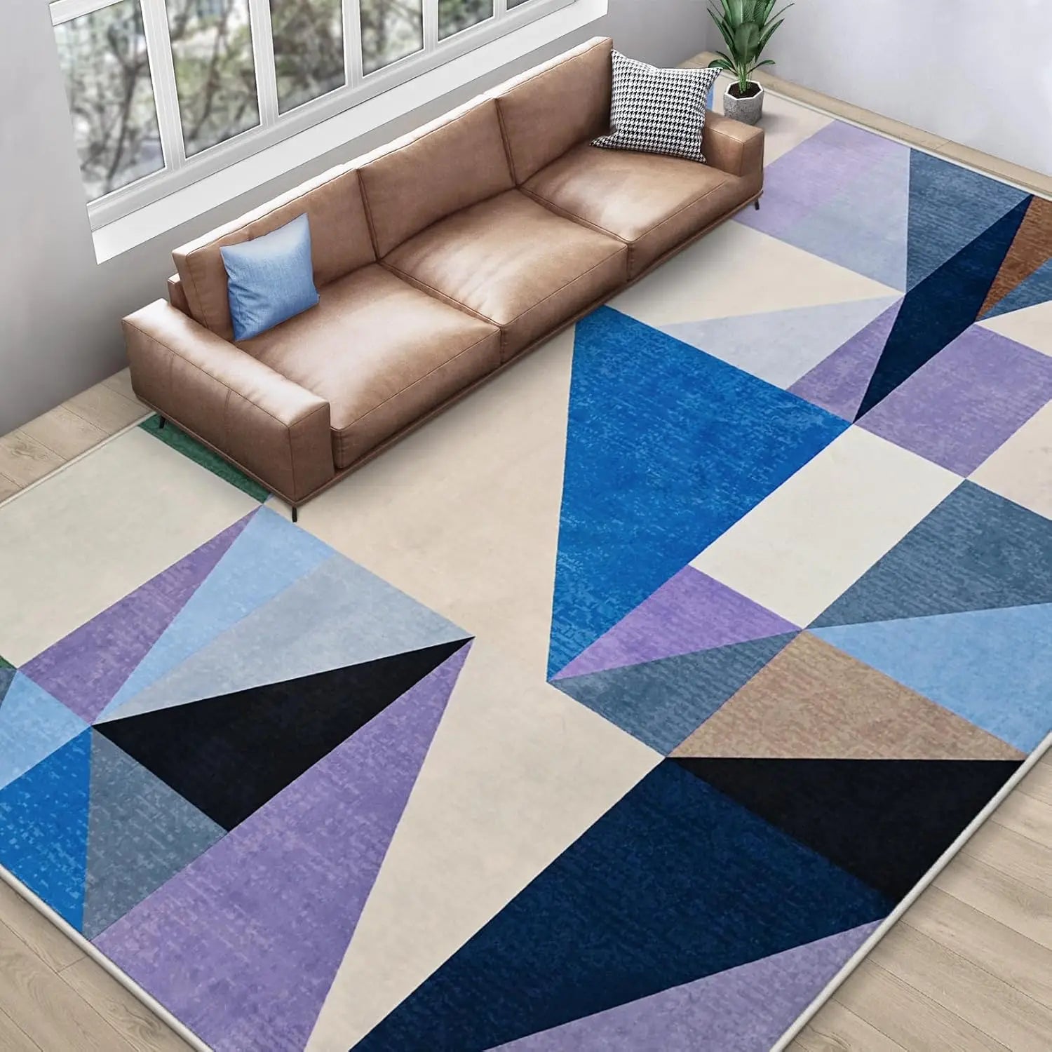 Geometric Patchwork Area Rug,Non-Slip Washable Rug for Bedroom, Soft Indoor Carpet for Entryway Dining Room Office Nursery Floor