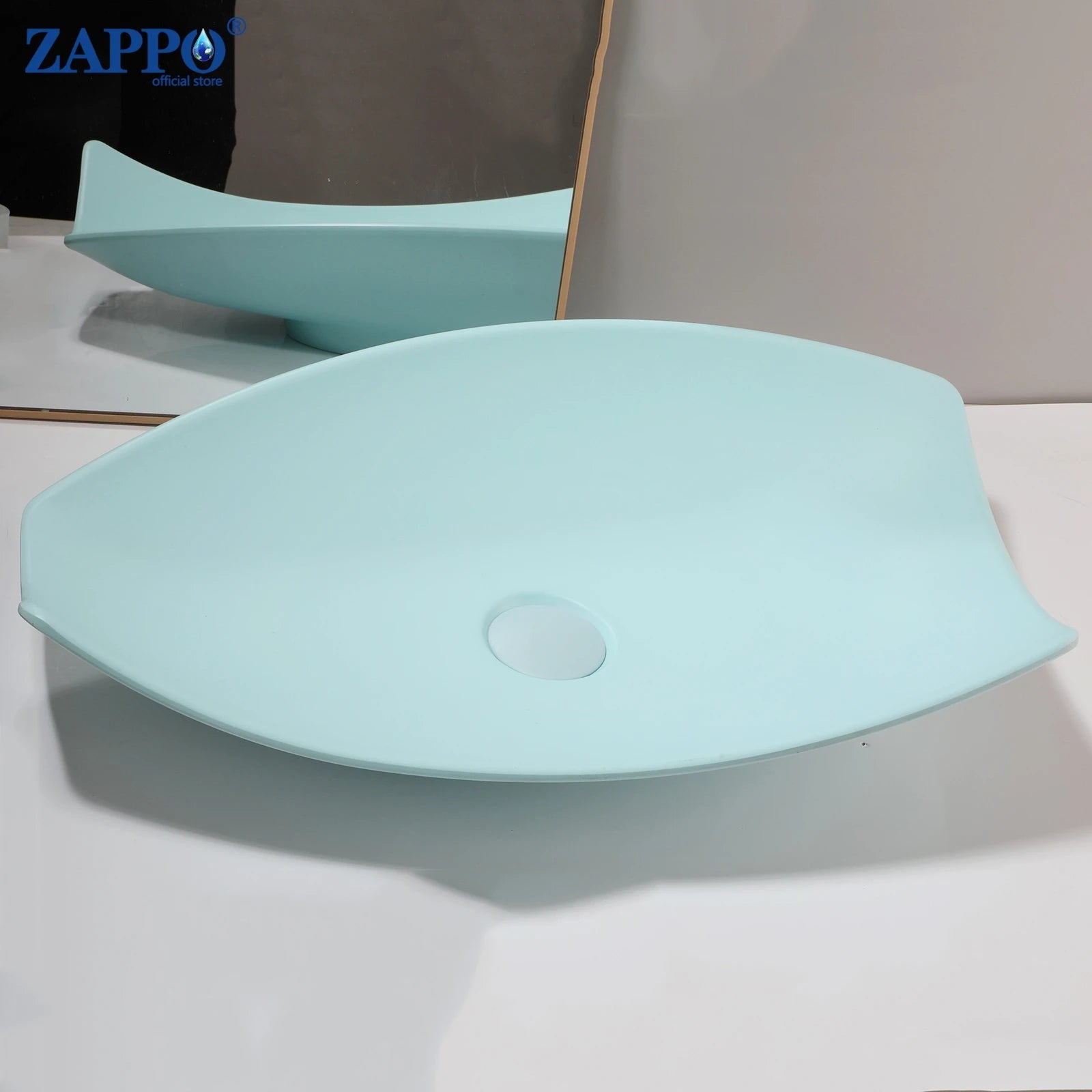 ZAPPO Bathroom Vessel Sink With Drain Bathroom Stone Resin Washbasin Round Above Counter Bowl Sinks for Bar Hotel (No Faucet)