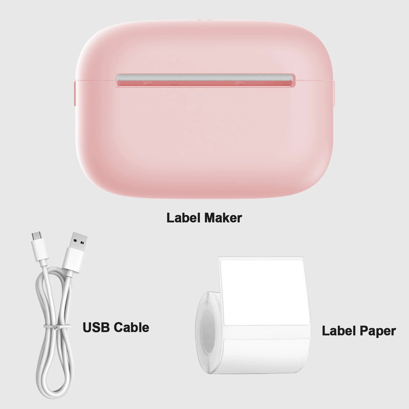 Label Maker Portable Thermal Lable Printer Bluetooth Sticker High Speed Printing 300nim with 1roll Stickable Label Paper USB