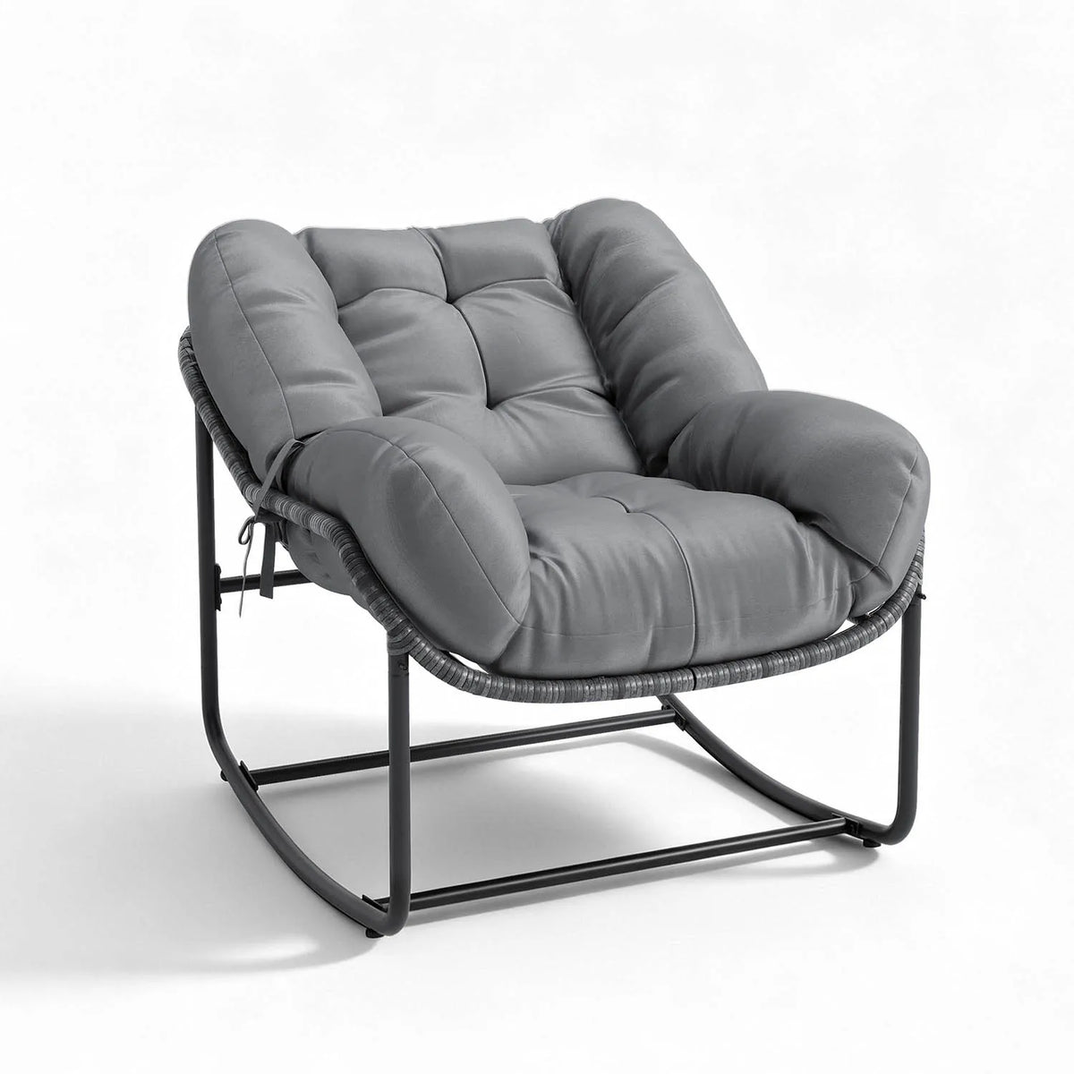 HiMISS Indoor Outdoor Wicker Egg Rocking Chair Set With Cushions