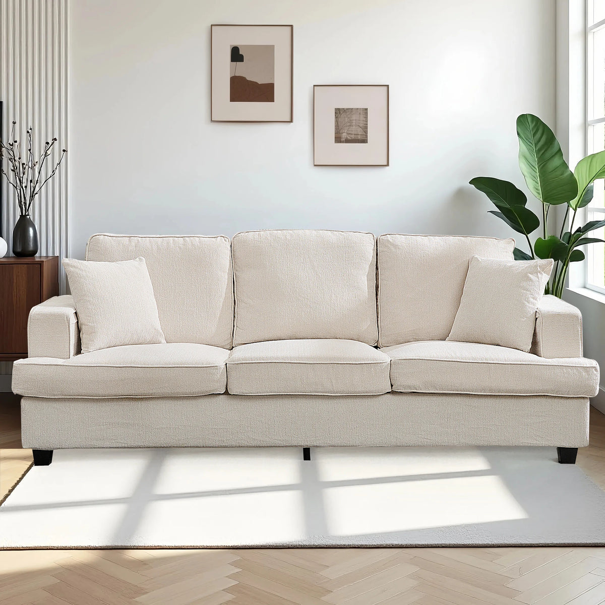Couches for Living Room, 89 inch Cloud Couch Sofa in Chenile with Extra Comfy Soft Seats, Modern 3 Seater Sofas for Bedroom