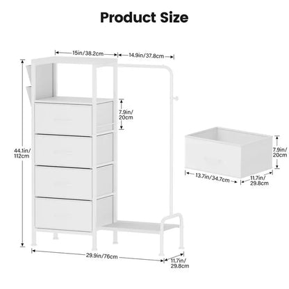 Dresser With Hanging Rack And Coat Rack Storage Unit
