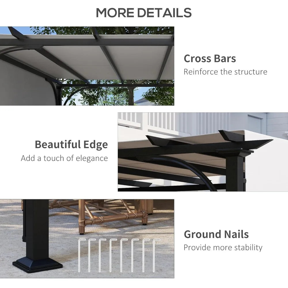 10' x 10' Patio Pergola with Weather-Resistant Steel Frame, Backyard Sun Shade Canopy Cover Shelter for Porch, Customized
