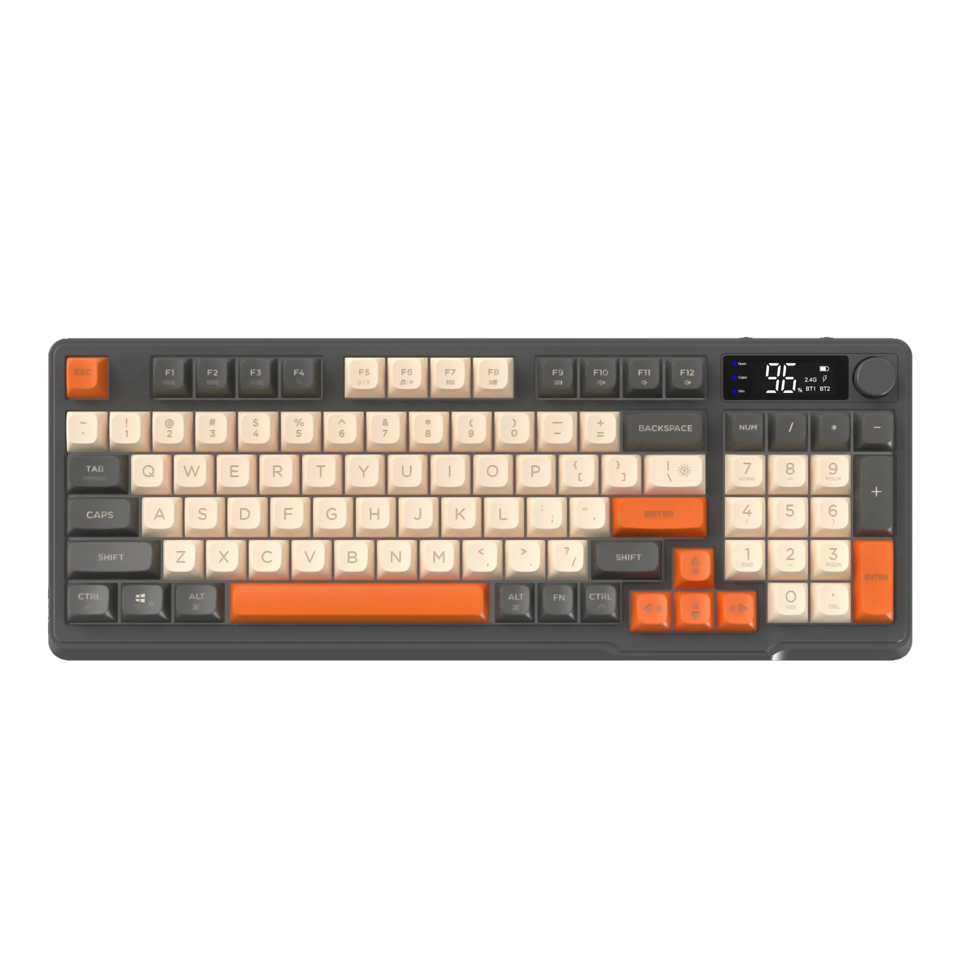 ZIYOU LANG Wireless Gaming Keyboard with Display Screen &amp; Knob, Bluetooth/2.4GHz Quiet Membrane Keyboard, 3000mAh Rechargeable
