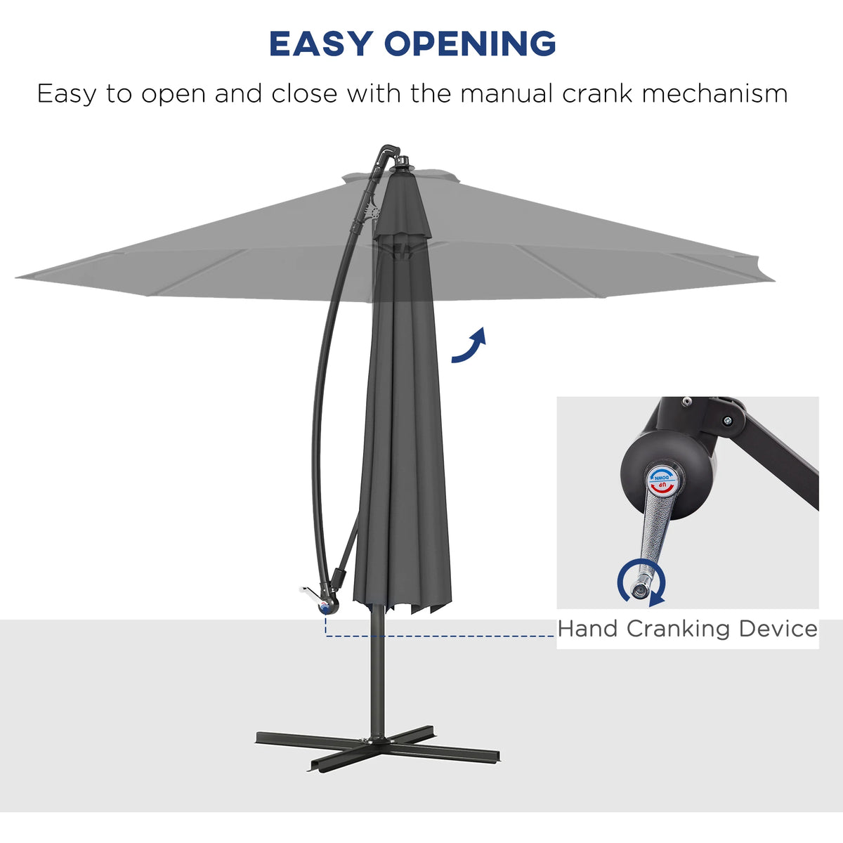 Outsunny Cantilever Patio Umbrella With Tilt UV Water Resistant Canopy