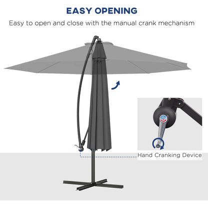 Outsunny Cantilever Patio Umbrella With Tilt UV Water Resistant Canopy