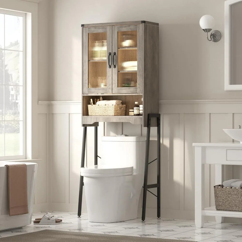 RBXC Space Saving Bathroom Storage Cabinet With Tempered Glass Door