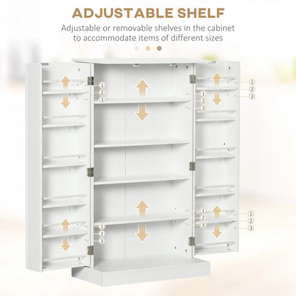41" Modern Kitchen Pantry Freestanding Storage Cabinet with Double Doors Adjustable Shelves for Living Room - White