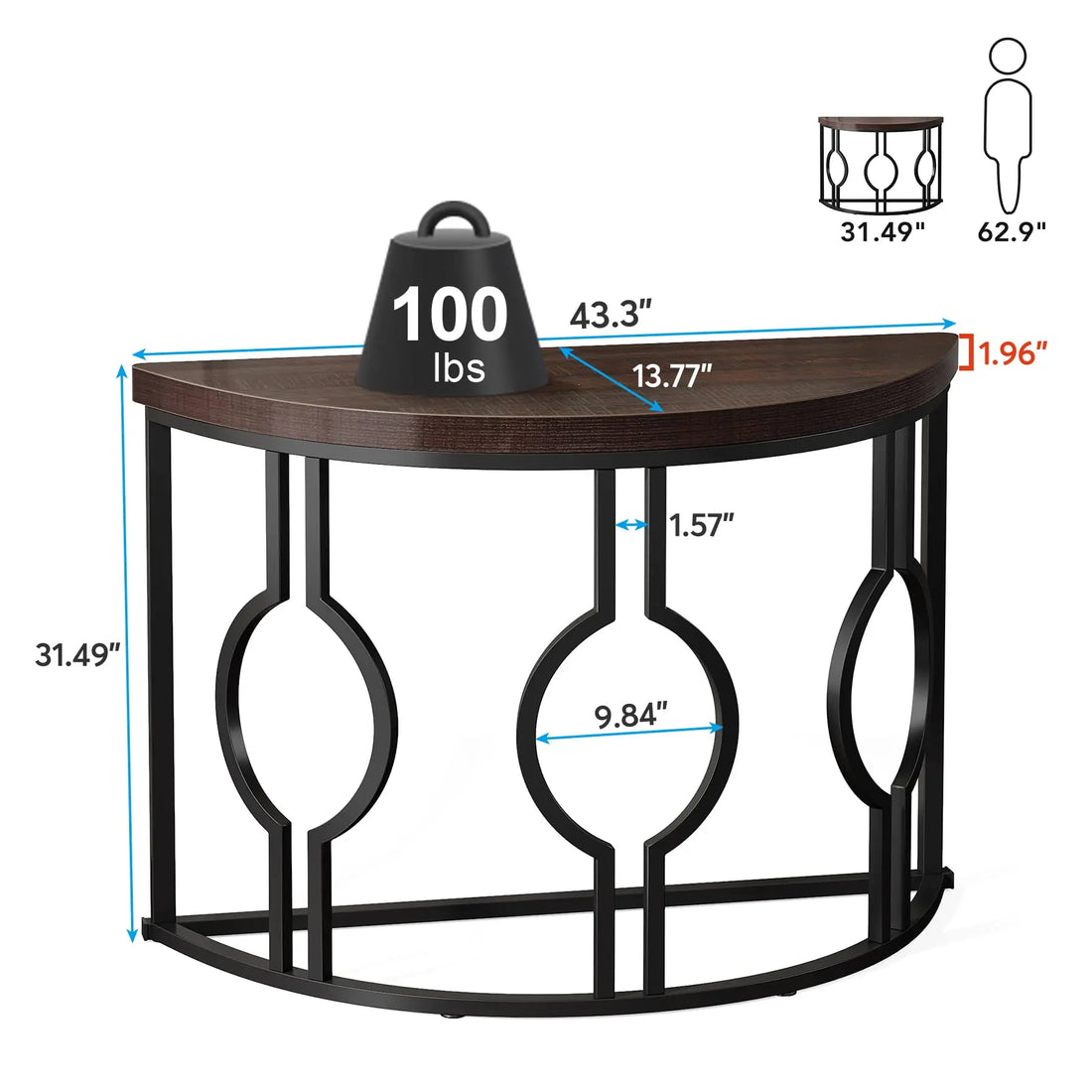 Tribesigns Half Moon Console Table With Geometric Base For Entryway