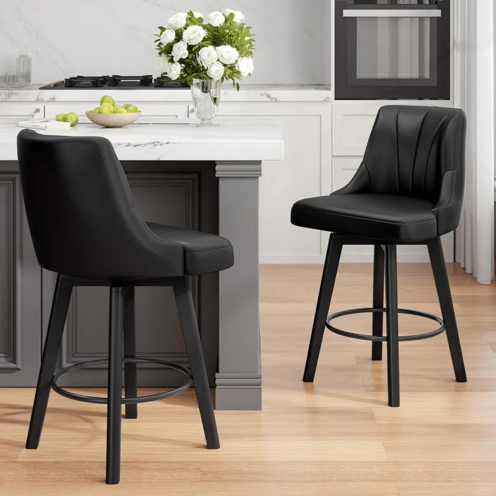 Counter Height Swivel Bar Stool Set of 4 with Back