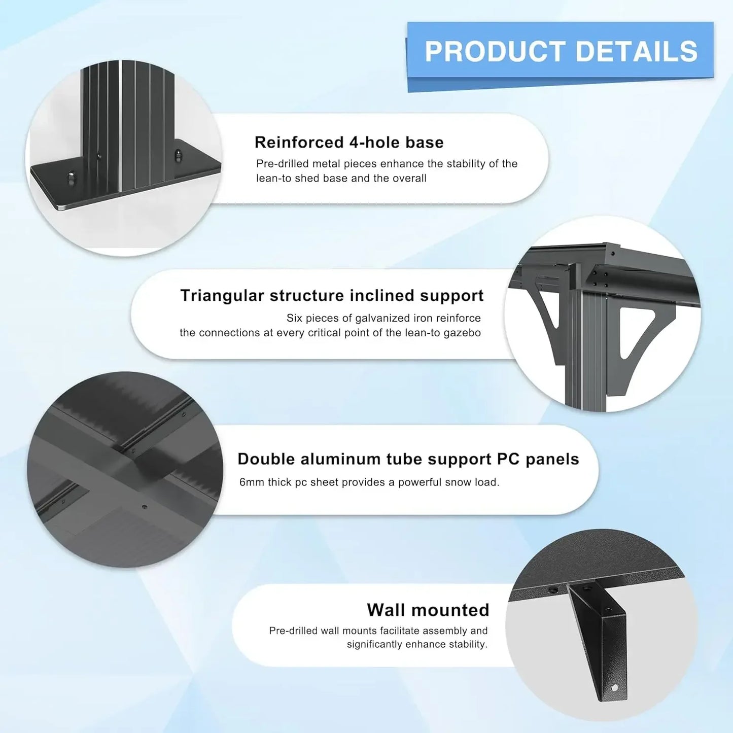 10x8 FT Gazebo Pergola Awnings for Patio with Hardtop Gazebos on Clearance Patio Covers for Shade and Rain