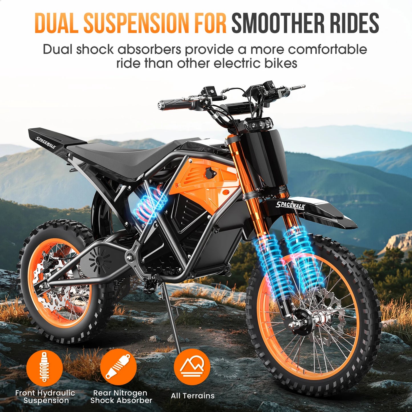 EILLEO SPACEWALK 48V Electric Dirt Bike 3000W Peak Power 37 MPH 60 Mile Range