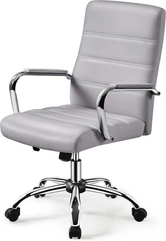 Adjustable Swivel Office Chair With PU Leather And Armrests