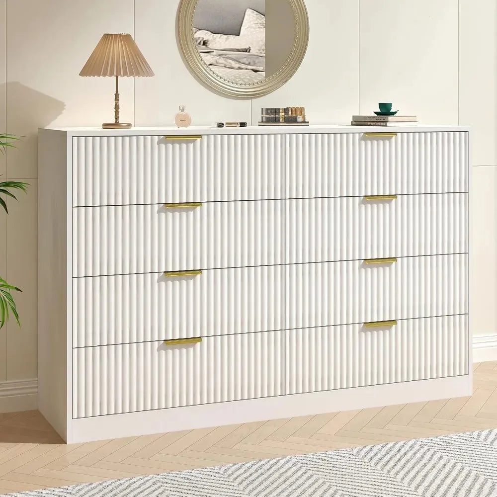 Chengwei Fluted Dresser With 8 Drawers Modern Finish