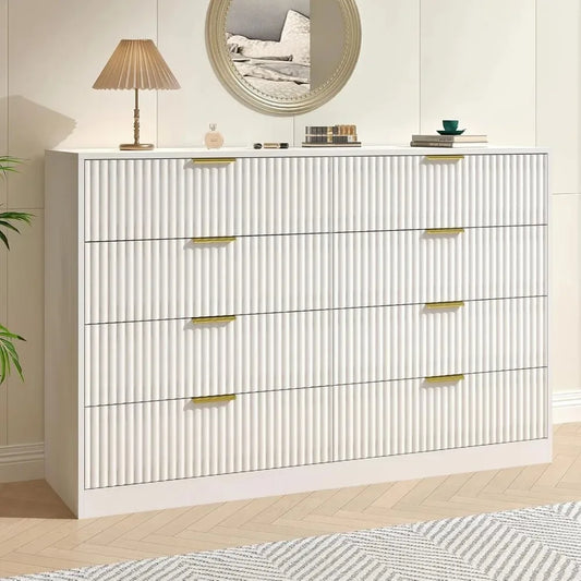 Chengwei Fluted Dresser With 8 Drawers Modern Finish